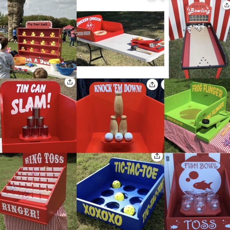 Carnival Games for rent. Tic-Tac-Toe, fish bowl, ring toss, tin can slam and more