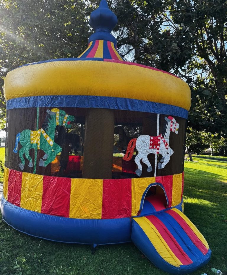 Picture of a bounce house in a park
